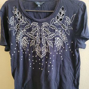 Lucky Brand navy blue floral cotton shirt - XL